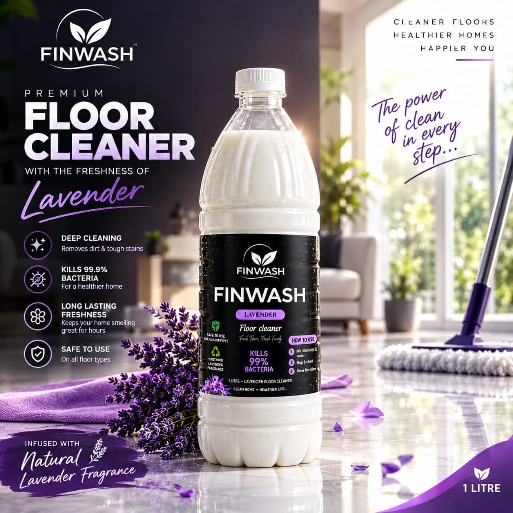 FinWash Premium Lavender Floor Cleaner 1 Litre Bottle