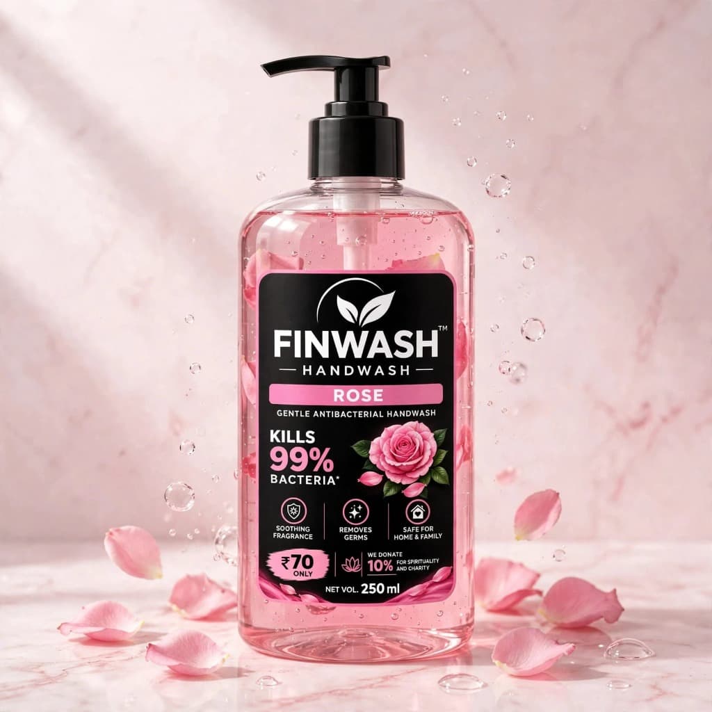 FinWash Rose Antibacterial Hand Wash 250ml Pump Bottle